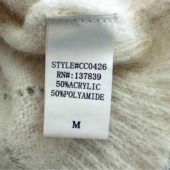 LUNA IVY Diamond Pattern Cardigan Sweater Pearls Beaded Fuzzy Coquette Size M - Picture 10 of 11